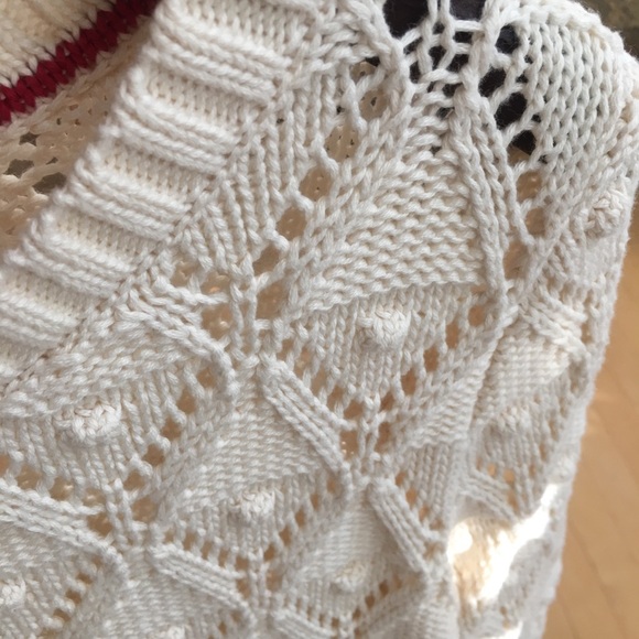 Tommy Hilfiger Ivory Crochet Knit Pom Sweater - Picture 4 of 8